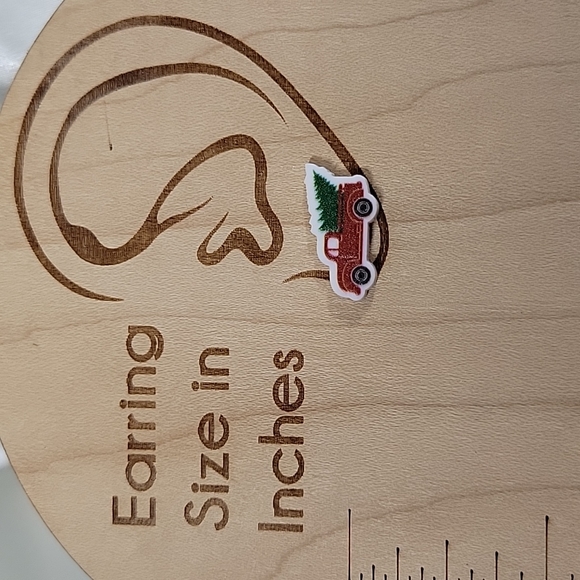 Farmhouse Little Red Truck and Tree Stud Earrings, lightweight - Picture 5 of 5